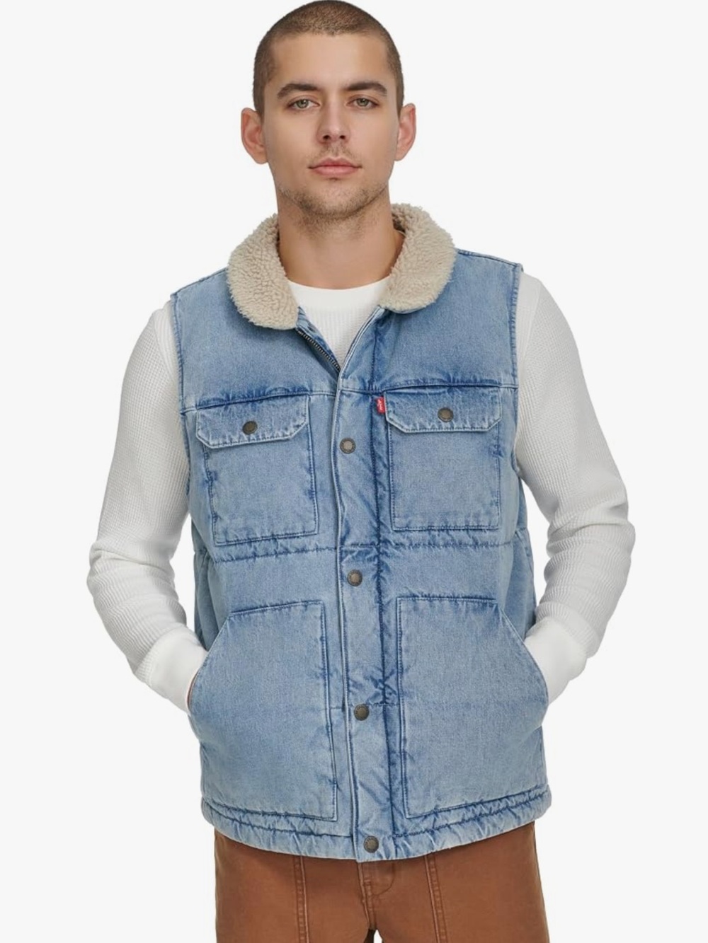 Levi's Light Blue Denim Sherpa-Lined Men's Vest